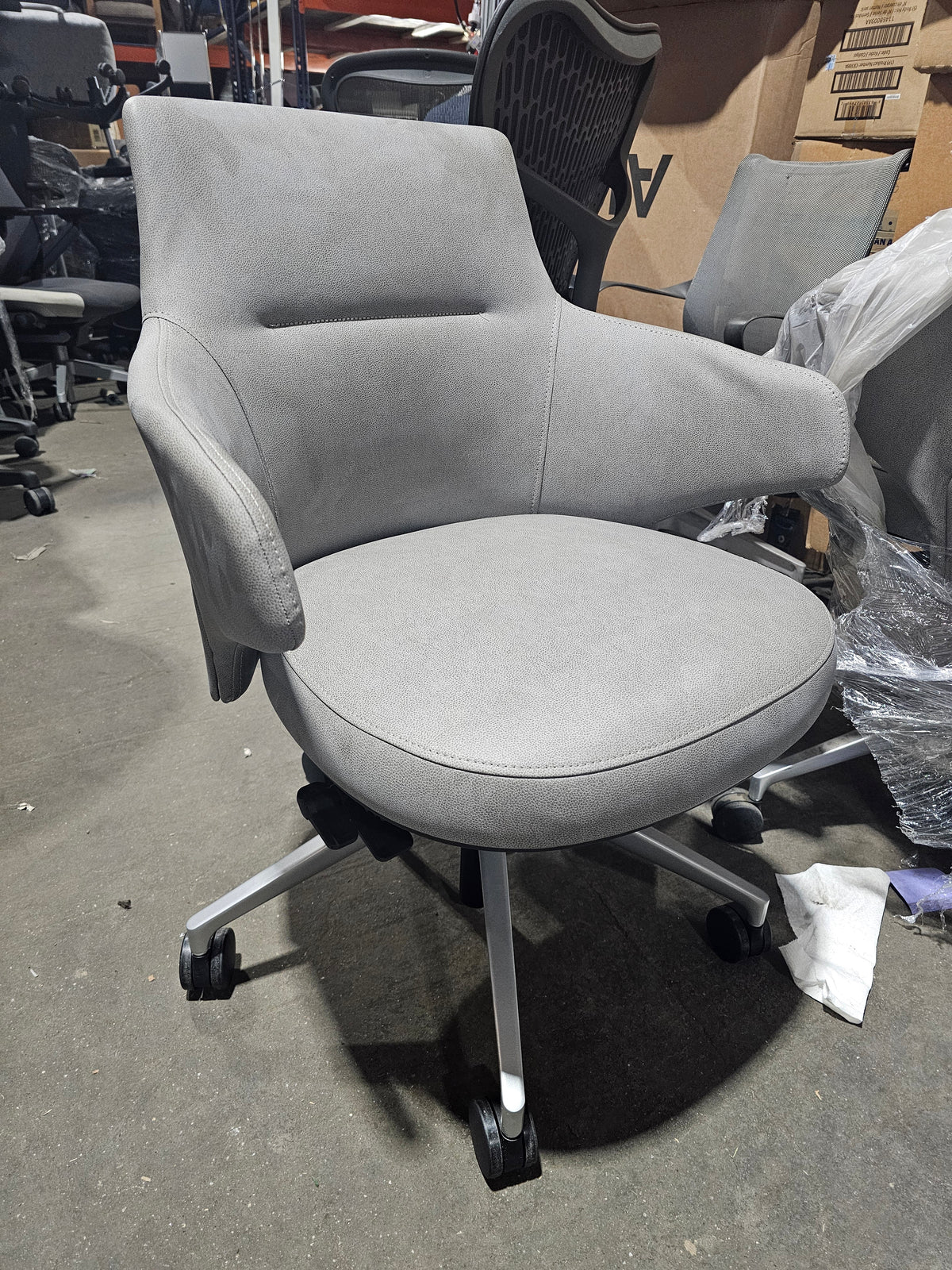Coalesse Massaud Executive Office Chair in Grey Eco-Leather