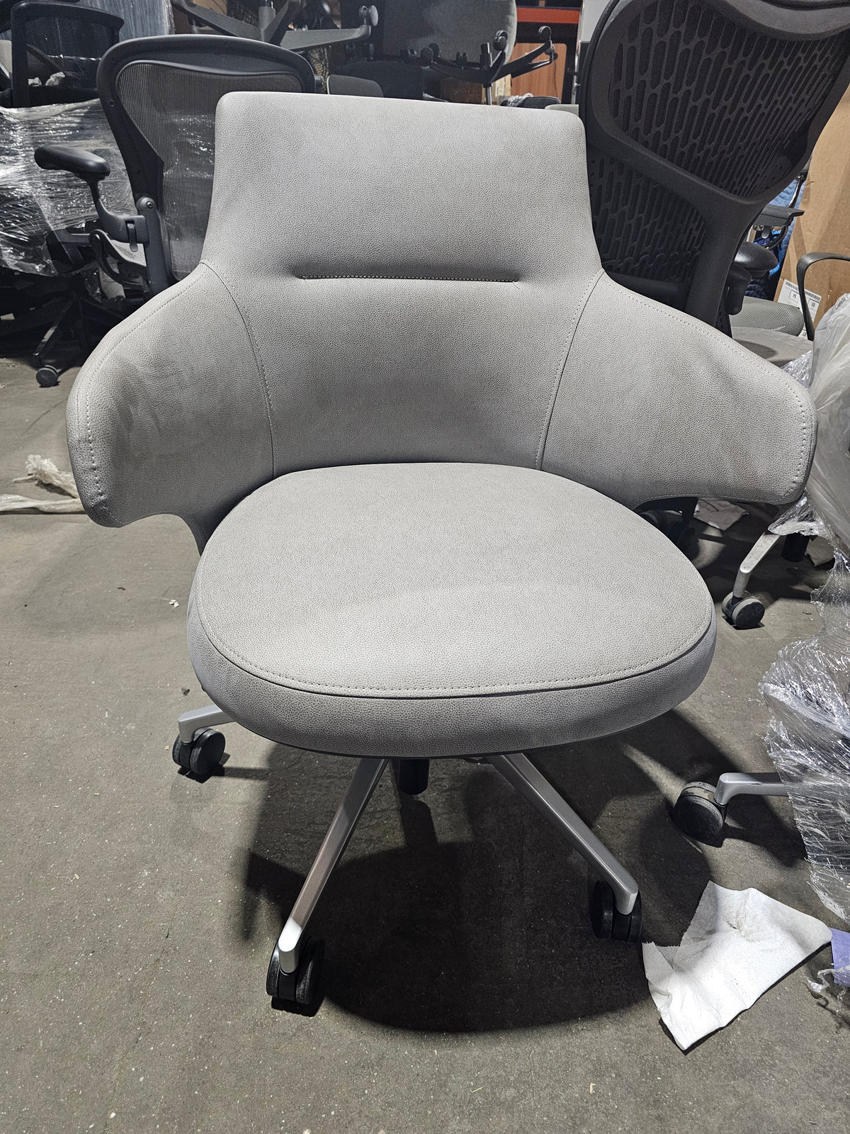 Coalesse Massaud Executive Office Chair in Grey Eco-Leather