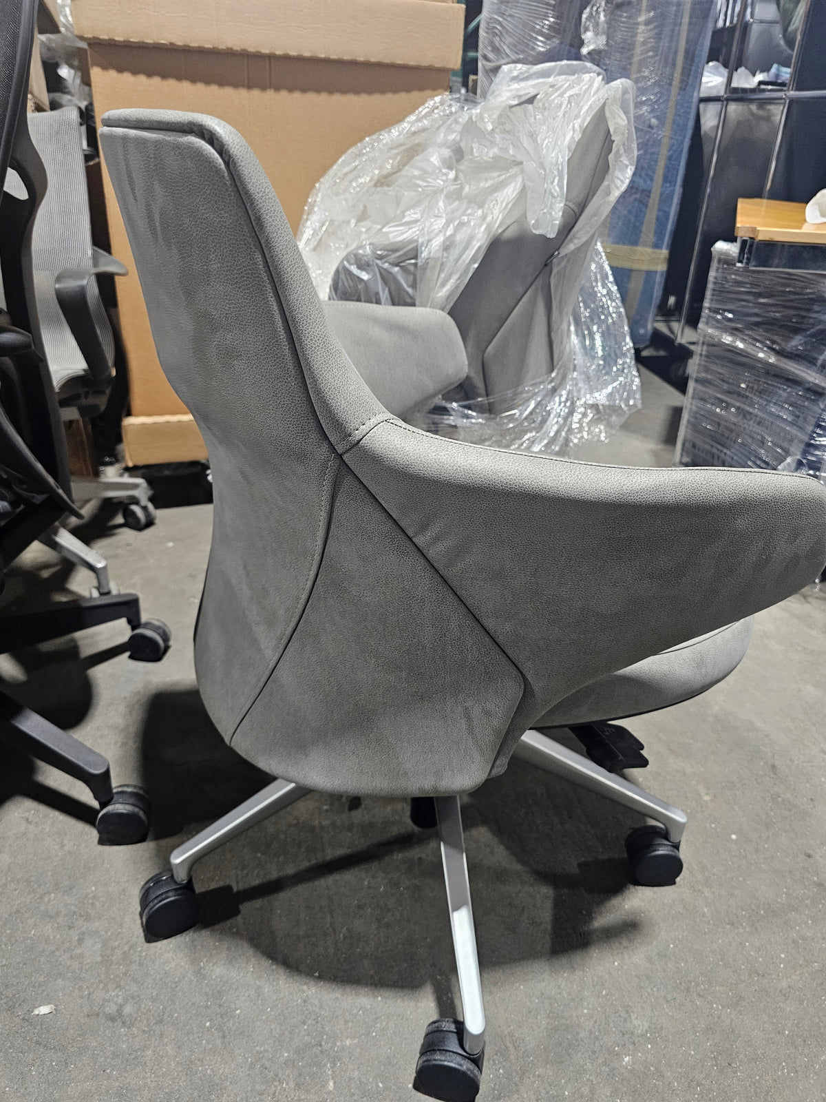 Coalesse Massaud Executive Office Chair in Grey Eco-Leather