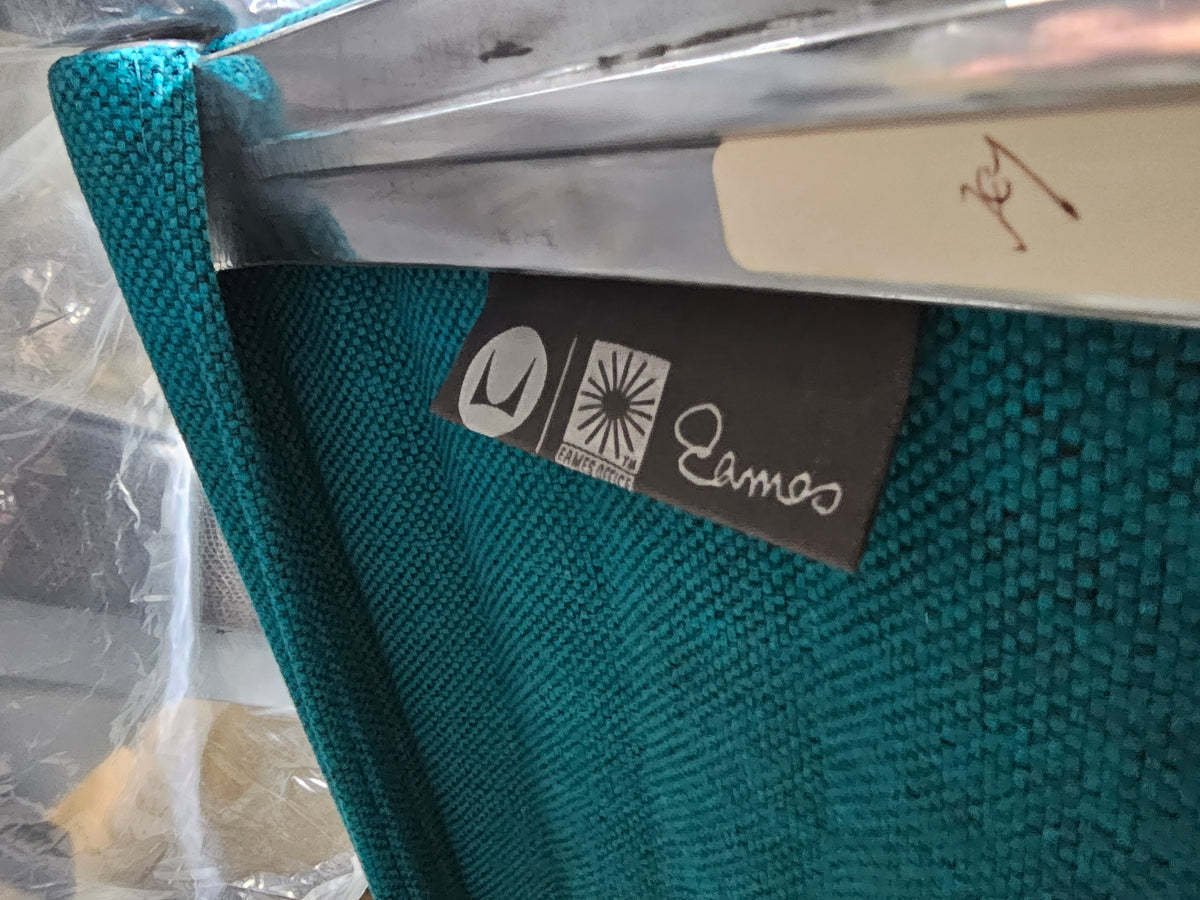 Herman Miller Eames Aluminum Group Management Chair with Pneumatic Lift in Turquoise Fabric, EA335