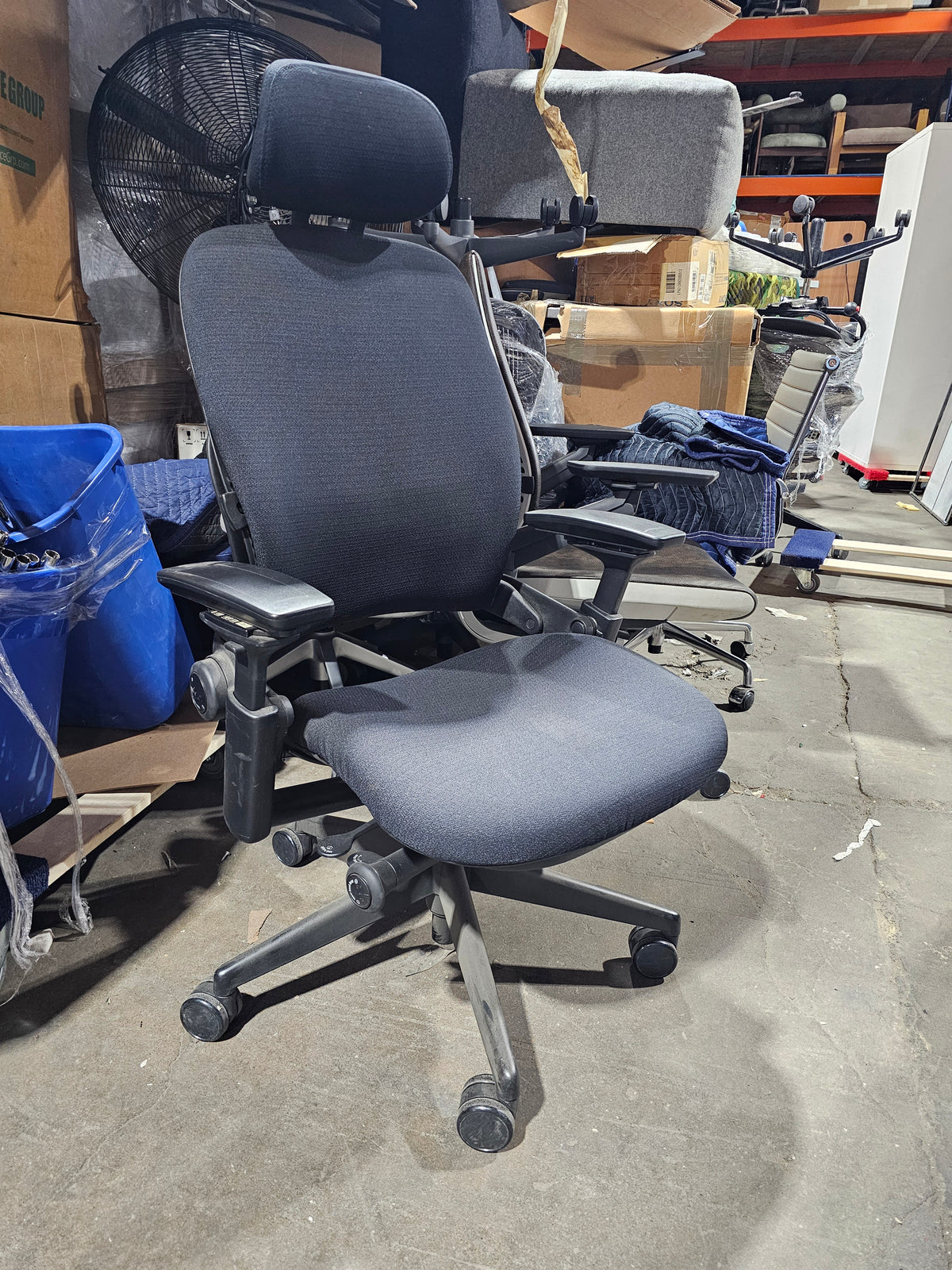 Steelcase Leap V2 Chair with Headrest in Black Fabric