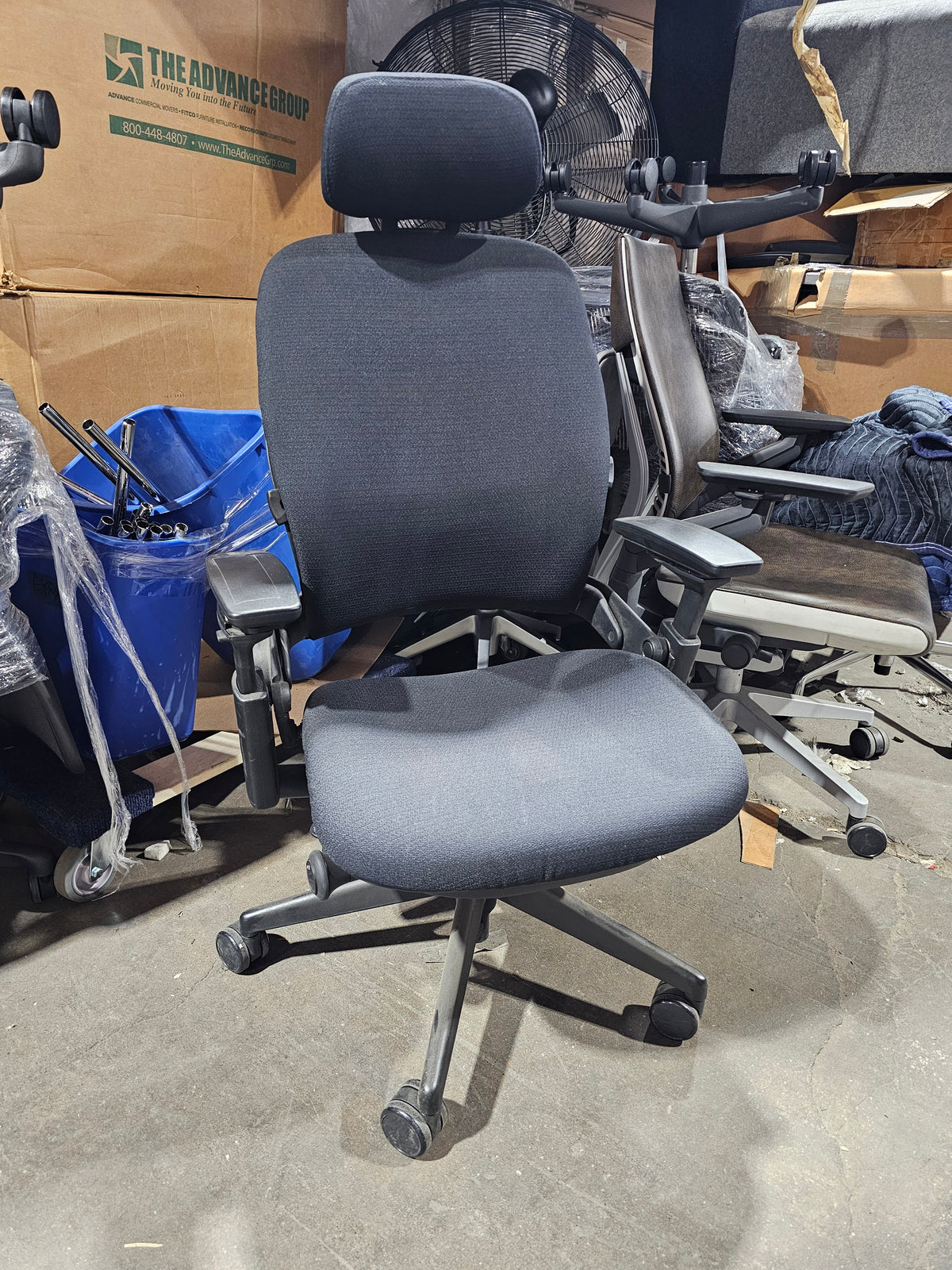 Steelcase Leap V2 Chair with Headrest in Black Fabric