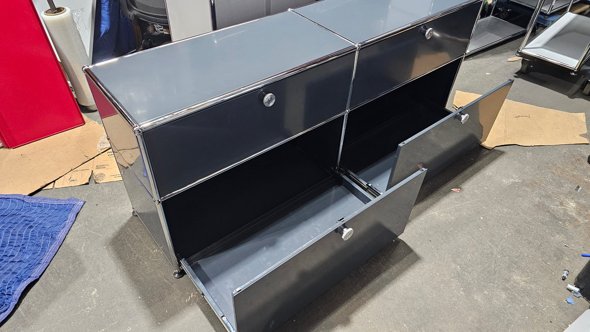 USM Haller Cabinet / Console 2x2 with 2 Doors and 2 Drawers in Anthracite