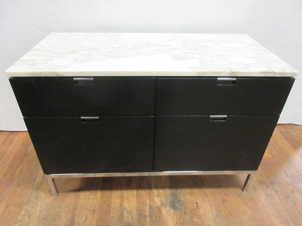 Florence Knoll 2-Position Credenza with Marble Top (Original, Signed) - Bygone Icons