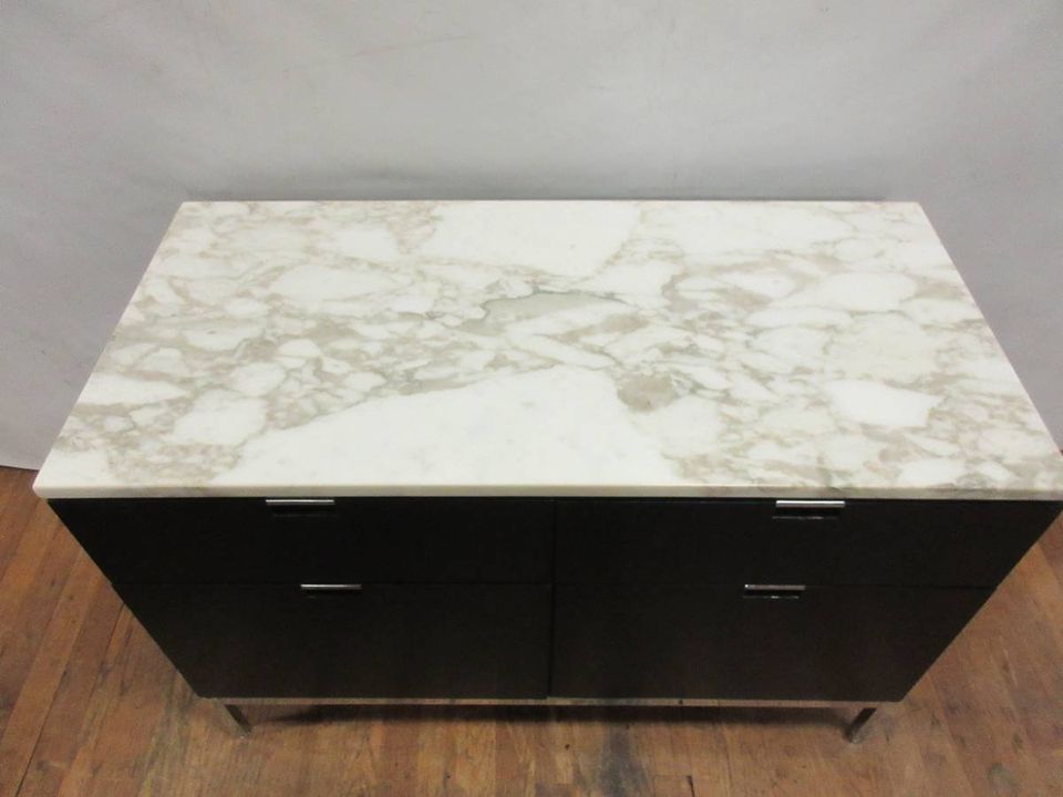 Florence Knoll 2-Position Credenza with Marble Top (Original, Signed) - Bygone Icons