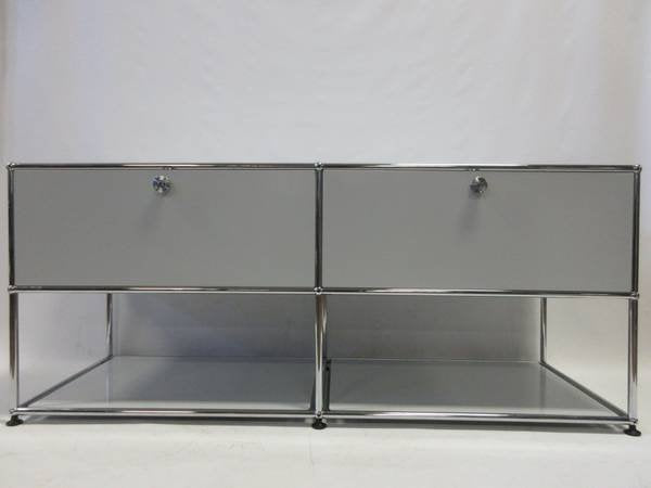 USM Haller Cabinet 2x2 with 2 Open Drawers & 2 Shelves in Light Grey