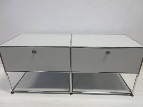 USM Haller Cabinet 2x2 with 2 Open Drawers & 2 Shelves in Light Grey