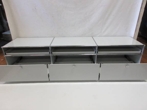 USM Haller Console 3x2 with 3 Drawers + 3 Pull-Out Shelves in Light Grey