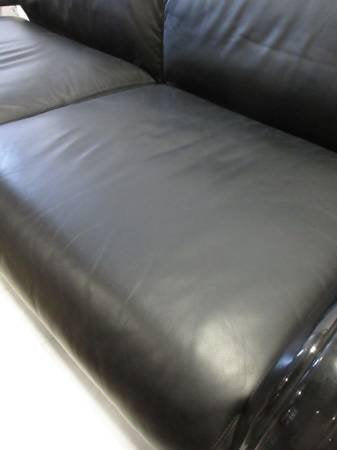 Knoll Gae Aulenti 2-Seat Lounge Sofa in Black Leather - Bygone Icons