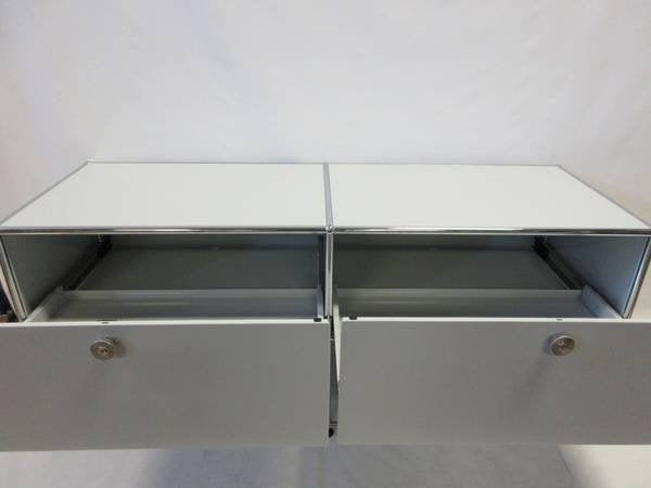 USM Haller Cabinet 2x2 with 2 Open Drawers & 2 Shelves in Light Grey