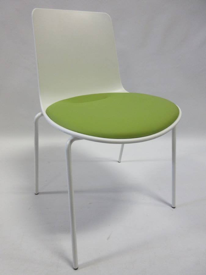 Coalesse Lottus Dining/Side Chair in White with Green Cushion - Bygone Icons