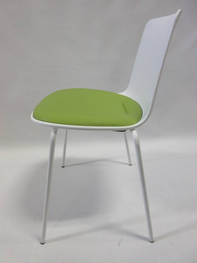 Coalesse Lottus Dining/Side Chair in White with Green Cushion - Bygone Icons