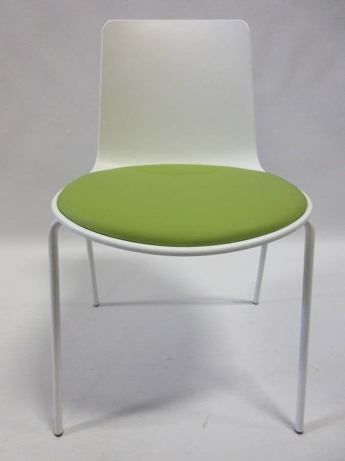 Coalesse Lottus Dining/Side Chair in White with Green Cushion - Bygone Icons