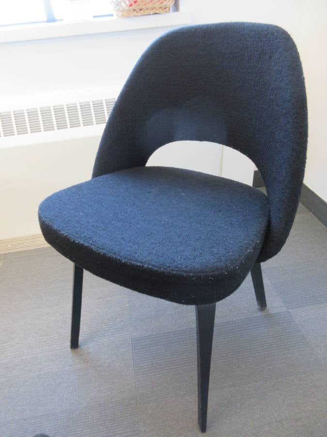 Knoll Saarinen Side Chair in Black Fabric with Wood Legs