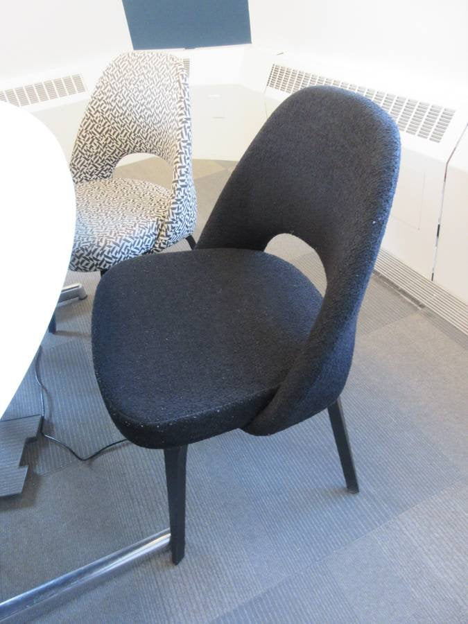 Knoll Saarinen Side Chair in Black Fabric with Wood Legs