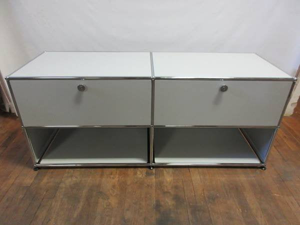 USM Haller Cabinet 2x2 with 2 Drawers & 2 Shelves in Light Grey