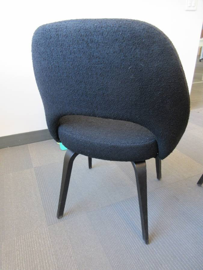 Knoll Saarinen Side Chair in Black Fabric with Wood Legs