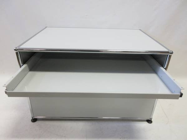 USM Haller Console / Nightstand with 1 Drawer + Pull-Out Shelf in Light Grey