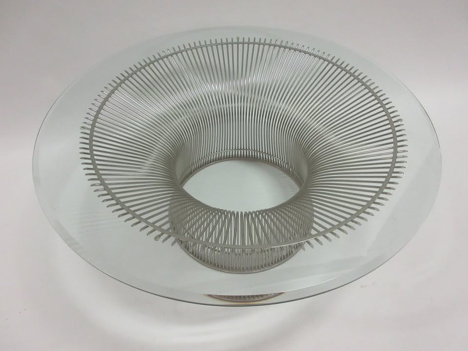 Knoll Platner 36-in Round Coffee Table with Nickle Base and Glass Top