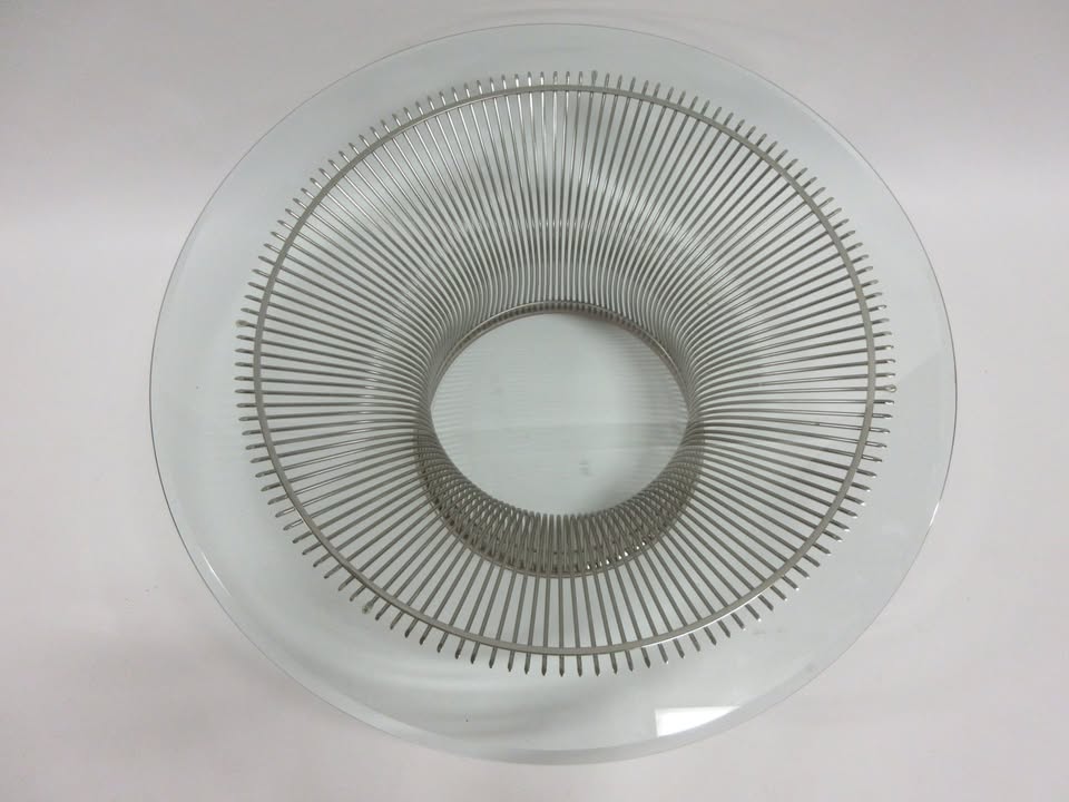 Knoll Platner 36-in Round Coffee Table with Nickle Base and Glass Top