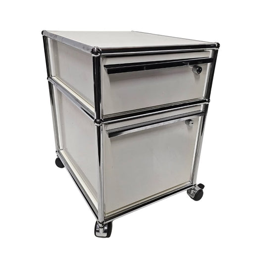 USM Haller Rolling Nightstand / Pedestal File Cabinet 2-Drawer in White
