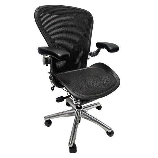 Herman Miller Classic Executive Aeron Chair with Polished Aluminum Frame, Size B, PostureFit