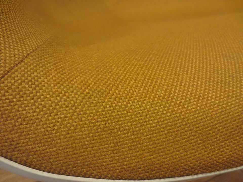 Herman Miller Eames Molded Armchair with Eiffel Legs in Yellow Fabric