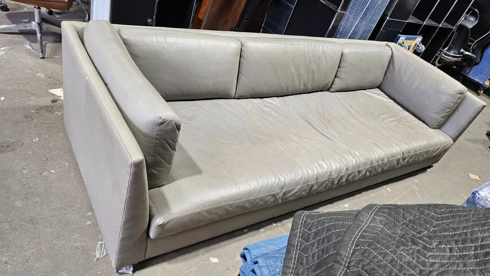 Restoration Hardware Cloud 10x3.5-ft Grey Leather Sofa (with Arms)