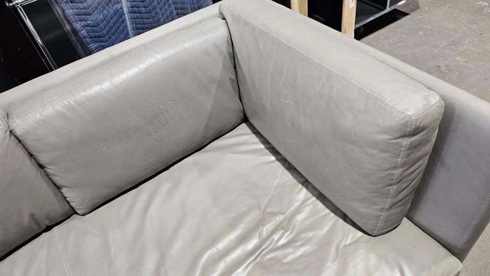 Restoration Hardware Cloud 10x3.5-ft Grey Leather Sofa (with Arms)