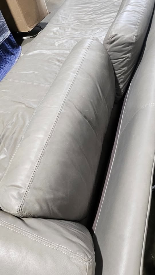 Restoration Hardware Cloud 10x3.5-ft Grey Leather Sofa (with Arms)