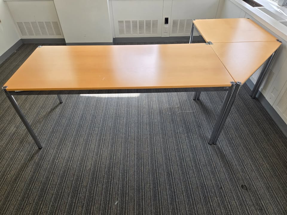 USM Haller 40-in Corner Table in Natural Beech Veneer