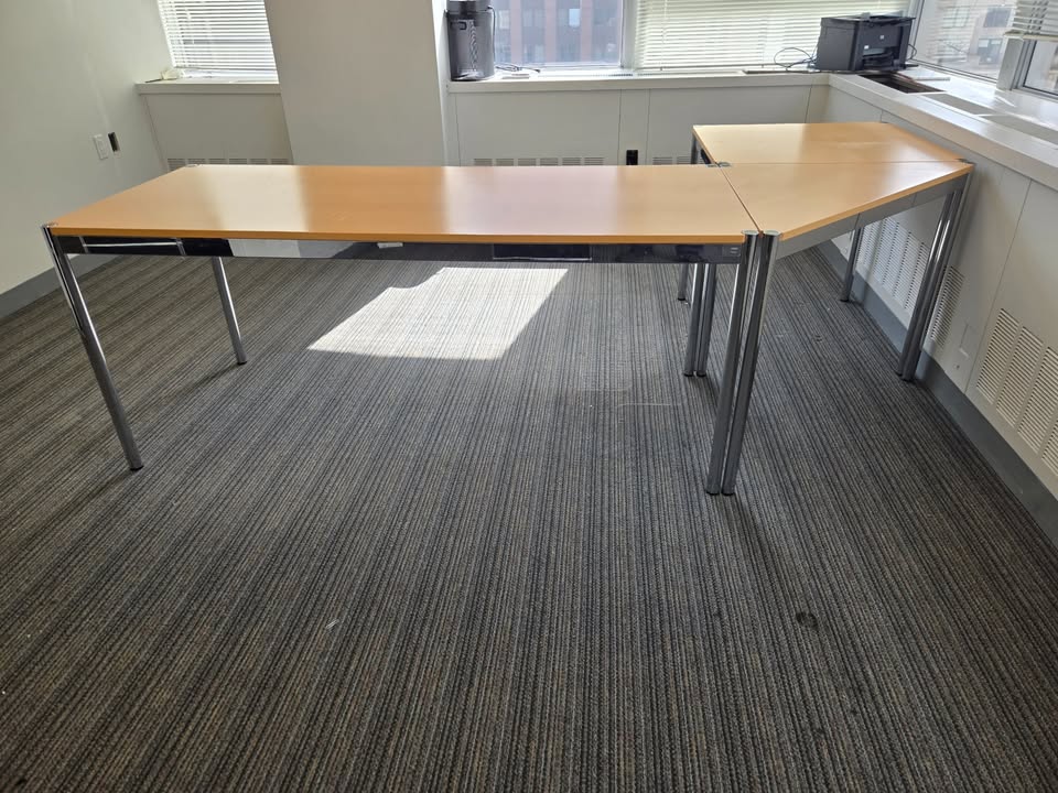 USM Haller 40-in Corner Table in Natural Beech Veneer