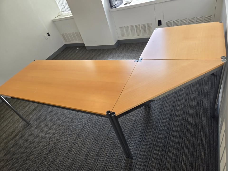 USM Haller 40-in Corner Table in Natural Beech Veneer