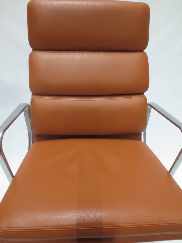Herman Miller Eames Executive Soft Pad Chair in Cognac Brown Leather with Pneumatic Lift