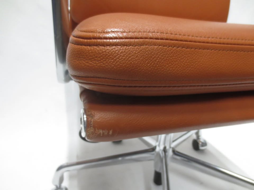 Herman Miller Eames Executive Soft Pad Chair in Cognac Brown Leather with Pneumatic Lift