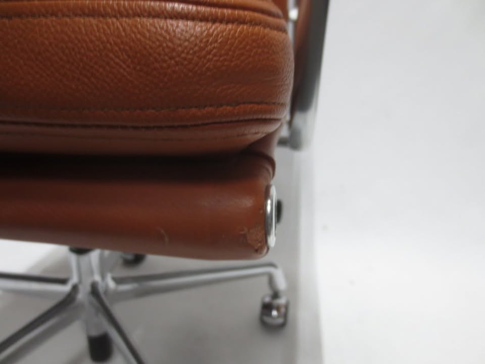 Herman Miller Eames Executive Soft Pad Chair in Cognac Brown Leather with Pneumatic Lift