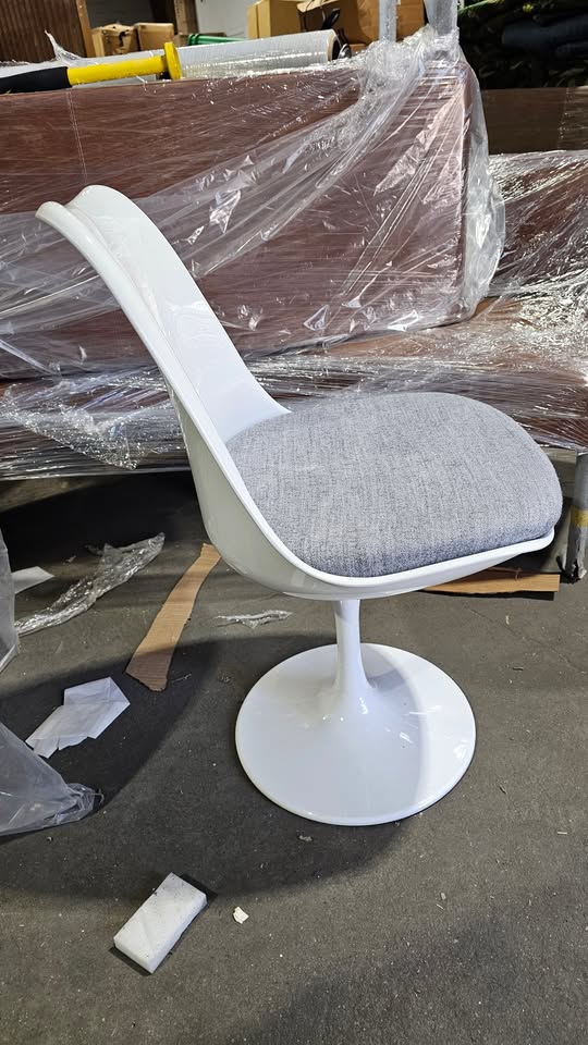 Tulip Style Side Chair with Grey Seat
