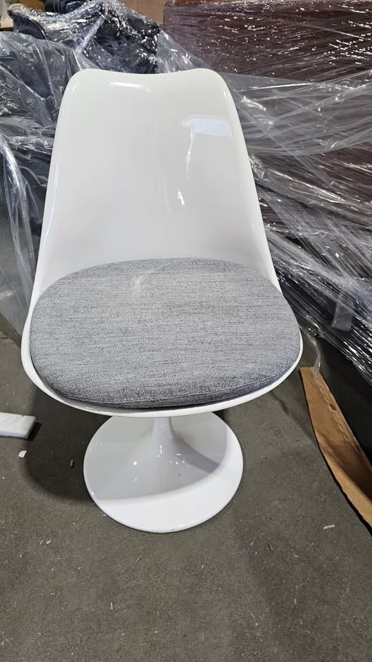 Tulip Style Side Chair with Grey Seat