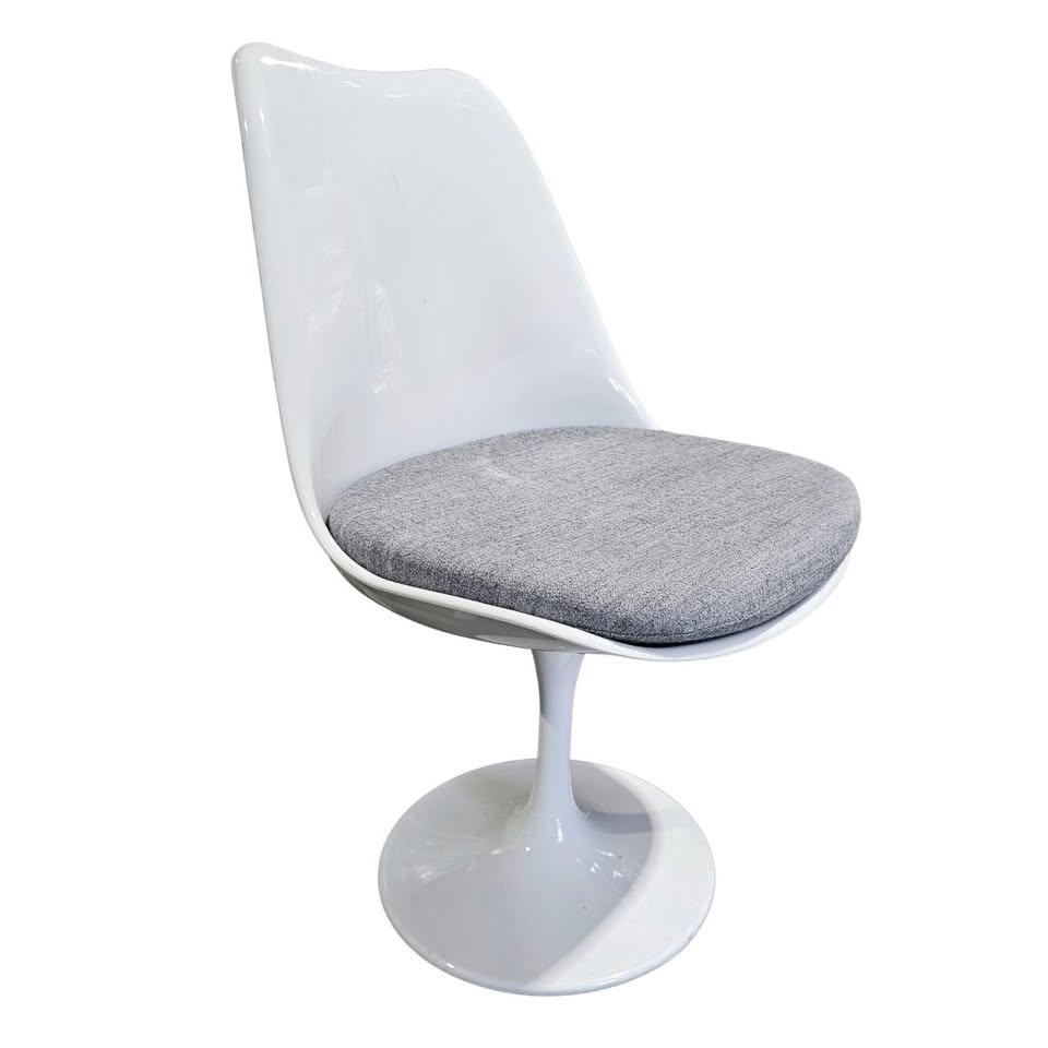 Tulip Style Side Chair with Grey Seat