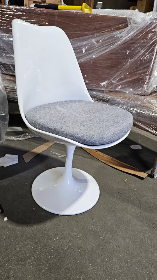 Tulip Style Side Chair with Grey Seat