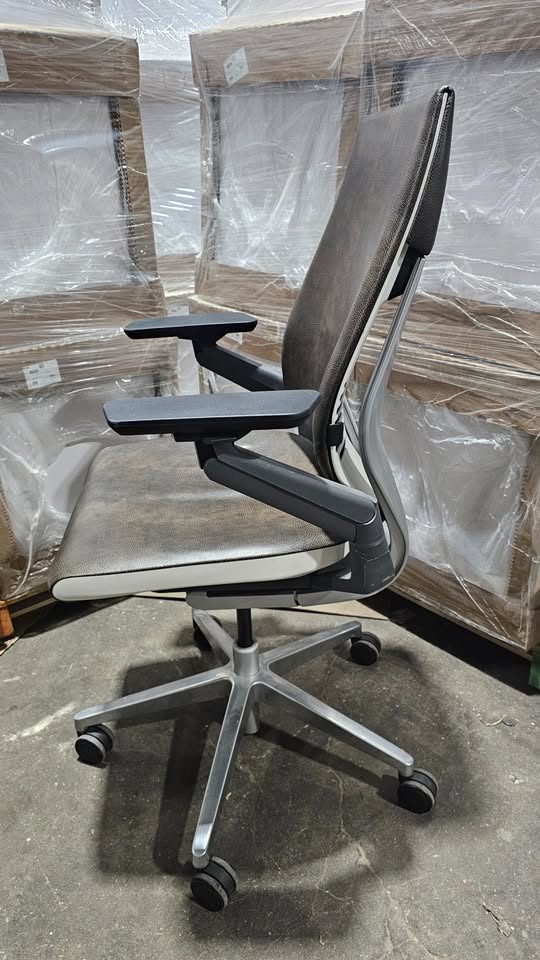 Steelcase Gesture Chair in Brown Eco-Leather with White Frame