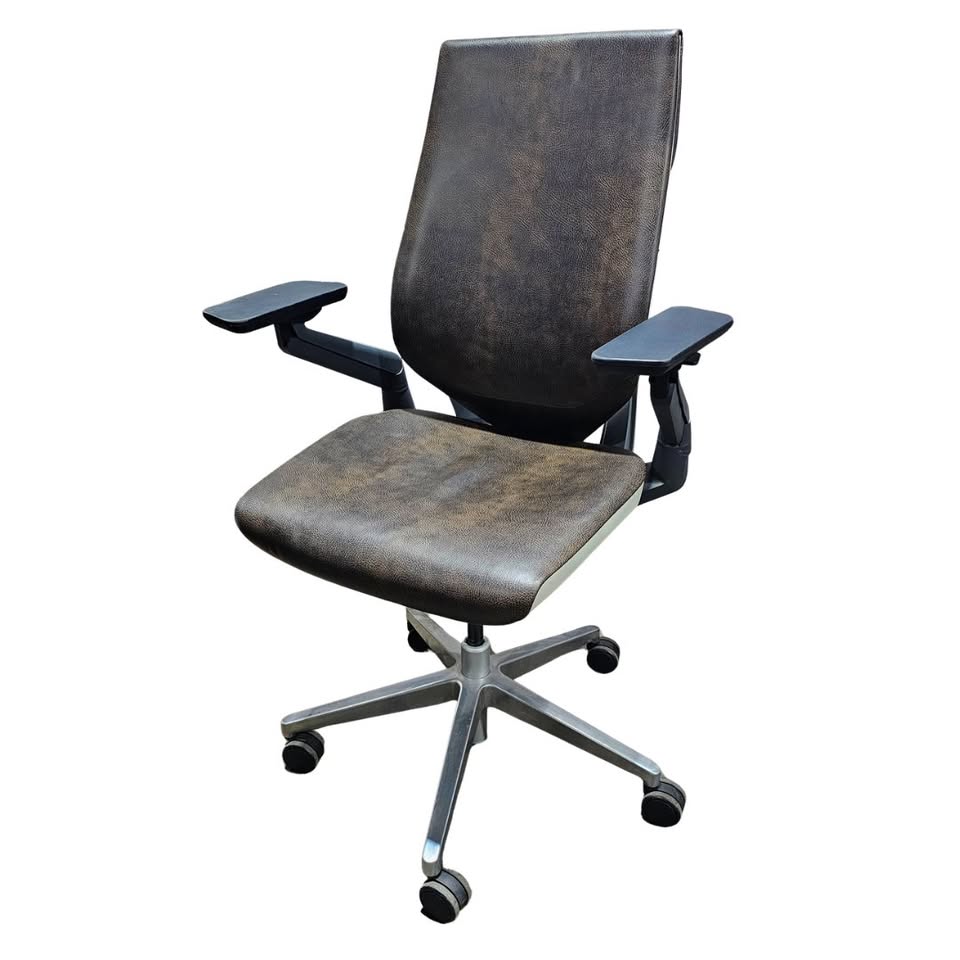 Steelcase Gesture Chair in Brown Eco-Leather with White Frame