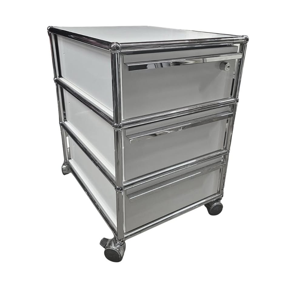 USM Haller 3-Drawer Nightstand / Pedestal File Cabinet in White