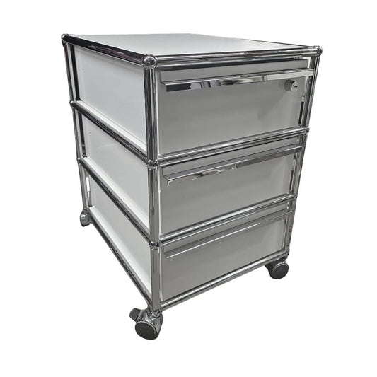 USM Haller 3-Drawer Nightstand / Pedestal File Cabinet in White