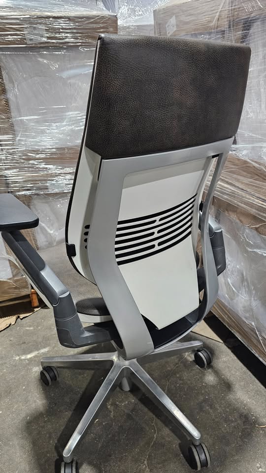 Steelcase Gesture Chair in Brown Eco-Leather with White Frame