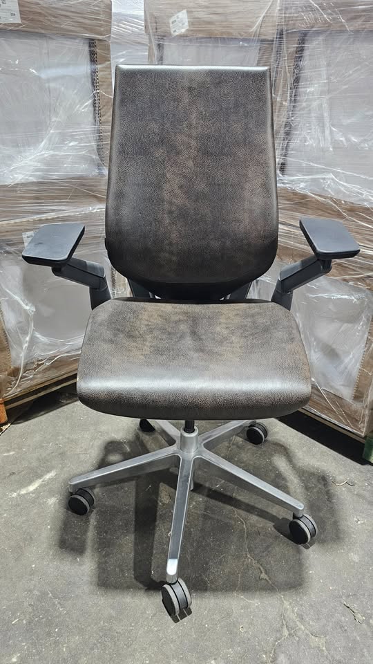 Steelcase Gesture Chair in Brown Eco-Leather with White Frame