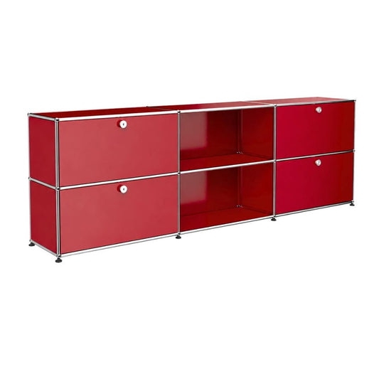USM Haller Cabinet / Console 3x2 with 4 Doors and 2 Shelves in Red