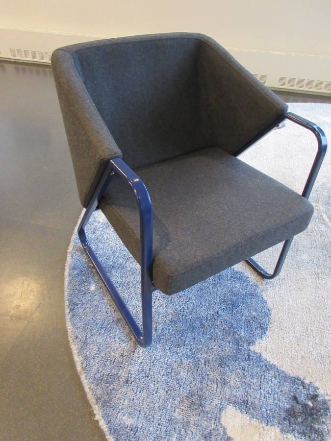 Contemporary Guest Side Armchair in Grey Fabric - Bygone Icons