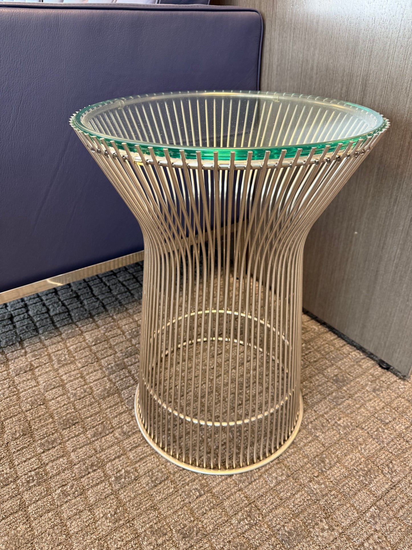Modern Classics Platner Style Side Table in Nickel with Glass Top