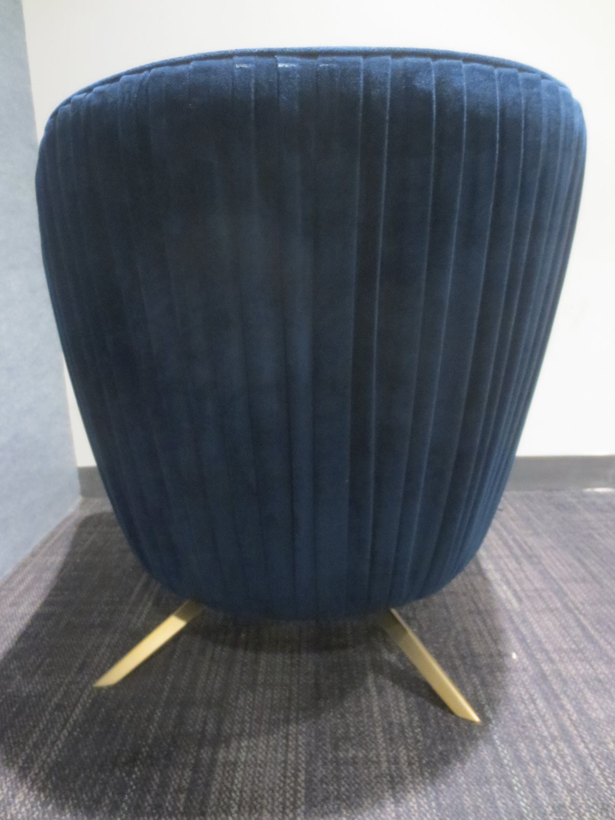 West Elm Roar & Rabbit Swivel Lounge Chair in Pleated Blue Velour